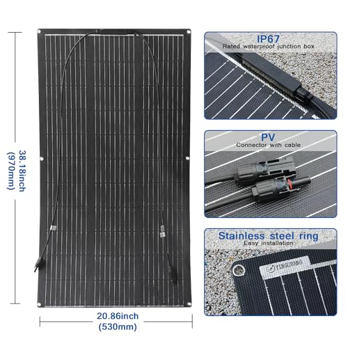 Flexible Solar Module 100W Solar Panel ETFE Monocrystalline Solar Panel 12V Solar Charger Solar System, for Off-Grid System/Portable Power Plant/Boat/Roof/Cargo/Balcony