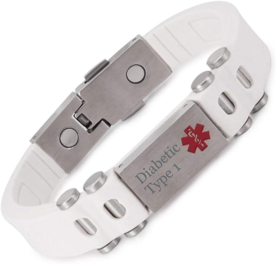 YINOX Silicone Medical Alert Bracelet with 2PCS Strong Magnets for Men Women 20/21.5CM/11MM