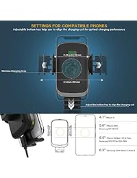 ZeeHoo - Soporte de cargador de coche inalámbrico con abrazadera automática de 7,5 W 10 W Qi de carga rápida, soporte de ventilación de aire inalámbrico compatible con iPhone Xs Xs Max XR X 8 8 Plus, Samsung Galaxy S10 S10+ S9 S9+ S8 S8+ S7