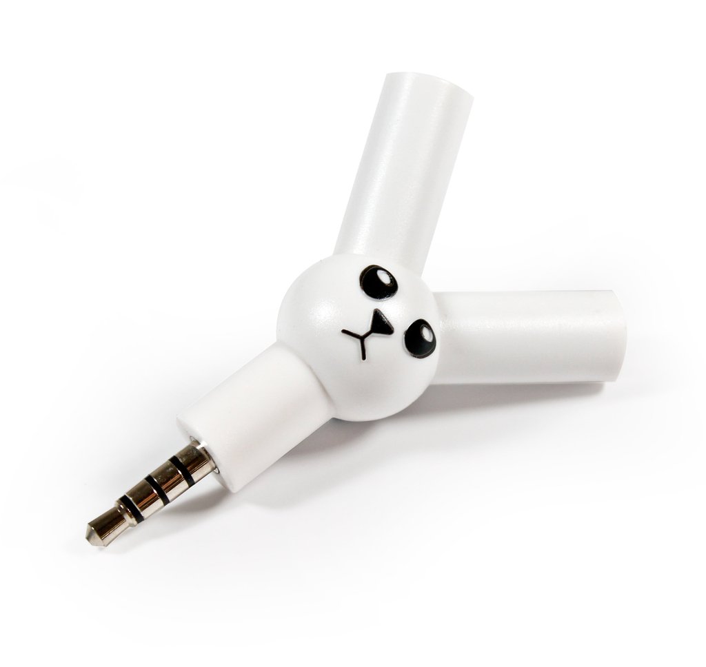 Suck UK Jack Rabbit Headphone Splitter | Portable & Easy to Plug In for Music Sharing | Bunny Shaped Adapter Fits in Pocket Easily | Full Stereo Sound | Ideal Father's Day & Music Lover Novelty Gift