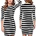 Fedi Apparel Women's Slim Wrap Vestidos Striped Bodycon Long Blouse Shirts Dress (US2(Asian S), Black)