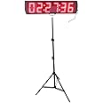AZOOU Large Red Color LED Race Timing Clock Timer with Tripod 5-inch High Character for Semi-Outdoor/Outdoor Running Events