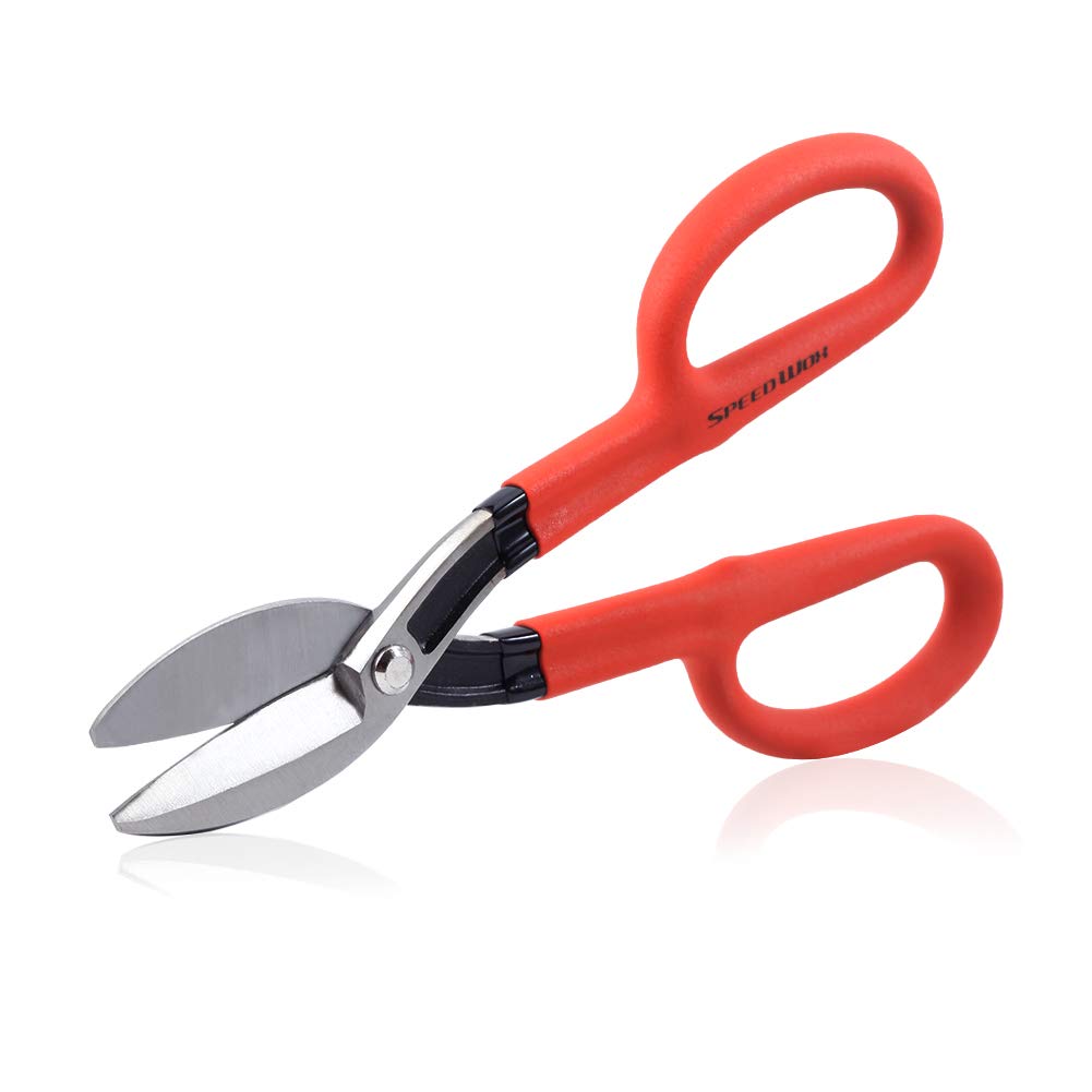 SPEEDWOX Tinner's Snip Straight Pattern 11 Inches Flat Blade Tin Snip with Comfort Grip Heavy Duty Professional Tin Cutting Shears