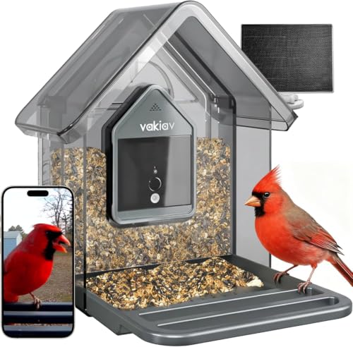 Smart Bird Feeder with Camera Solar Powered,2K UHD Video Live Stream,Easy Set Up,AI Bird Species Id…