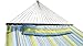 SueSport NEW Hammock Quilted Fabric with Pillow Double Size Spreader Bar Heavy Duty, Blue/Green Pattern