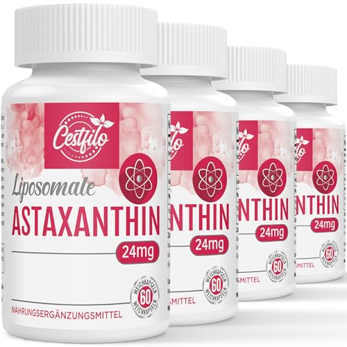 Liposomales Astaxanthin Ergänzungsmittel 24 mg, Glutenfrei, Gentechnikfrei (60 Stück (4er-pack))