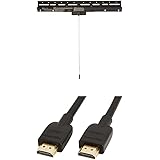 AmazonBasics No-Stud Heavy-Duty Tilting TV Wall Mount for 32-inch to 80-inch TVs & High-Speed HDMI Cable - 10 Feet (Latest Standard)