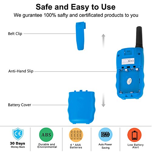 Wishouse Voice Activation Walkie Talkies for Boys, Best Toys Walky Talky 3 Miles Long Range 22 Channels Handheld FRS GMRS Two Way Radios Hunting Hiking Camping (VT-8 Blue,2 Pack)