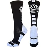 MadSportsStuff Volleyball Logo Crew Socks (Black/White, Medium)