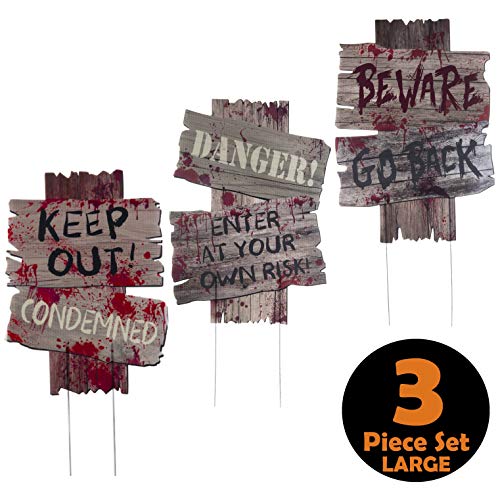 image for Prextex Halloween Outdoor Decorations Yard Signs with Metal Stakes for