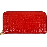 Aisi Women Patent Leather Clutch Wallet Phone Card Holder Organizer Ladies Purse (Red)
