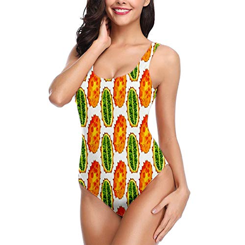 One Piece Swimwear for Women Tropical Exotic Fruits Kiwano Slice Summer Bikini Top m - Thumbnail 3