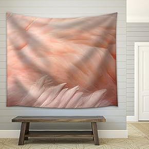Pink Flamingo Feathers Delicate Soft for Background. - Fabric Wall Tapestry Home Decor - 51x60 inches