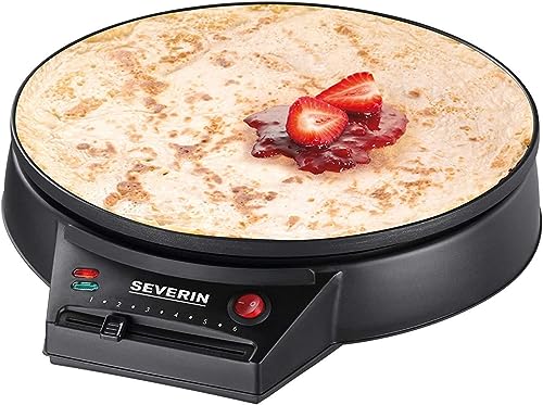 Crepera eléctrica, plancha redonda para crepes dulces y salados, máquina crepera XXL de 30 cm con regulación continua de la temperatura, negro, CM 2198