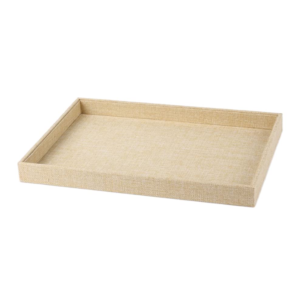 Photo 1 of 1 Piece Linen Jewelry Display Tray Jewelry Viewing Tray Stackable Jewelry Tray Showcase Organizer Jewelry Display Empty Plate for Necklace Bracelet Ring Earring Watch, 13.8 x 9.4 Inch, Beige