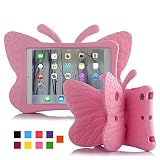 ipad case for kids, Feitenn 3D Cartoon Butterfly Non-toxic EVA Light weight Kid Proof Shockproof case with Kickstand for ipad 5/ ipad 6 /ipad pro 9.7 case (Pink)