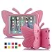 ipad case for kids, Feitenn 3D Cartoon Butterfly Non-toxic EVA Light weight Kid Proof Shockproof case with Kickstand for ipad 5/ ipad 6 /ipad pro 9.7 case (Pink) primary