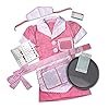 Melissa & Doug Waitress Role Play Costume Set (7 pcs) – Includes Apron, Order Pad, Cap Pink 3-6 years