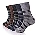 Mens Merino Wool Socks Warm Thermal Heavy Thick Winter Boot Cozy Hiking Comfort Cozy Crew Socks 5 Pairs(Stripe)