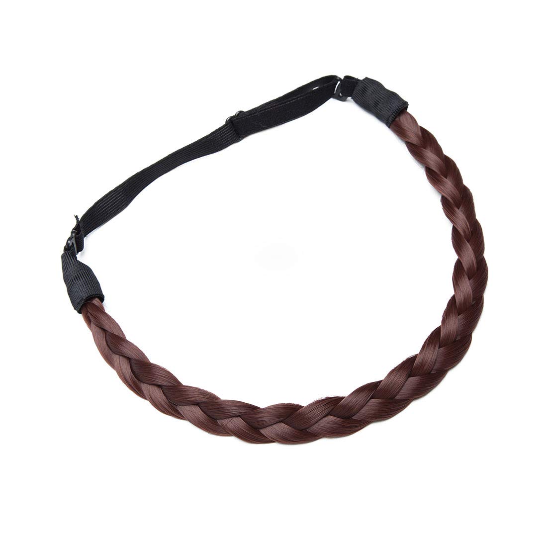 Real Fashion Hair Extensions Braided Headband Women Plaited Synthetic Hair Braid Headbands Hairpiece for Women Dark Auburn