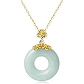 QVFVJA Real Jade Donut Pendant Necklace for Women Genuine Jadeite Circle Round Charm Jewelry Birthday Valentine's Day Gifts for Her Good Luck Protection