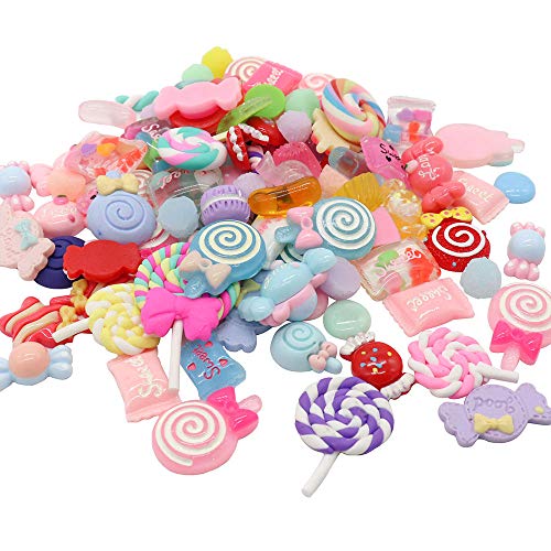 Vanellope Costumes Hair - 12pcs/lot Resin Lollipop Candy Cabochons DIY