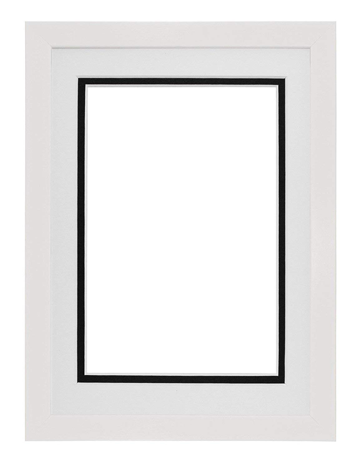 Memory Box Brushed White Double Mount Photo frame/picture frame/poster frame with Real Glass - White on Black Mount - 14"x11" for 12''x8 pictures