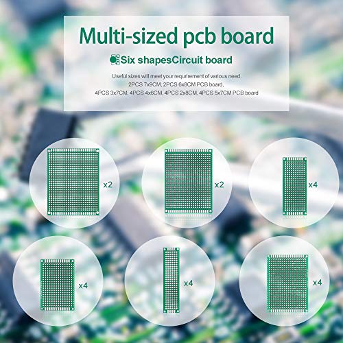 20 PCS Prototype Board, Double Side PCB Board Kit 7x9,6x8,3x7,4x6,2x8,5x7CM Circuit Boards for Soldering Arduino Boards DIY Home Projects Anti-Oxidation by Teenitor - Thumbnail 4