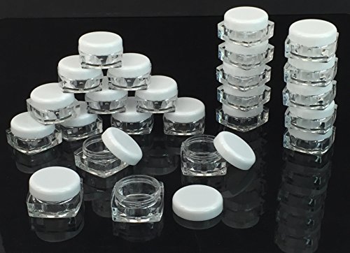 (96 Pieces) Beauticom 5G/5ML High Quality Clear Square Jars with White Lids for Small Jewelry, Holding/Mixing Paints, Art Accessories and Other Craft Supplies - BPA Free
