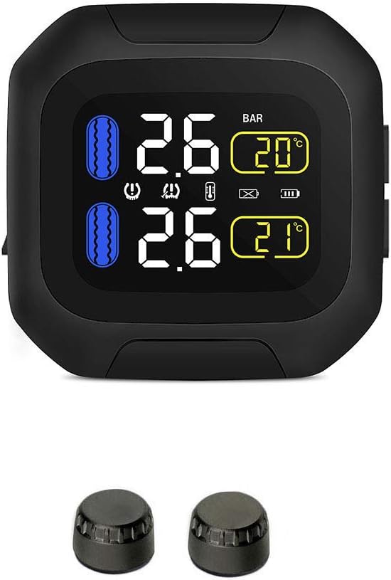 CWWHY TPMS Waterproof Lightning-Proof General Wireless Motorcycle Tire Pressure Monitoring System for Two-Wheeled Motorcycle Motorbike