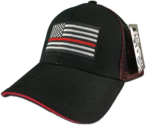 Thin Red Line American Flag Hat cap Support firefighters Mesh Snapback red Bill