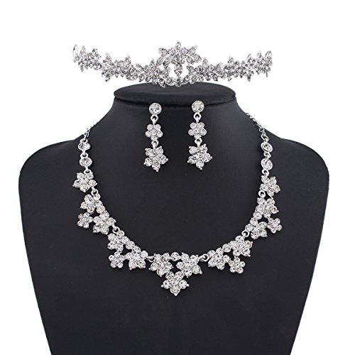 Wedding pearl crown tiara flower rhinestone crystal nec…
