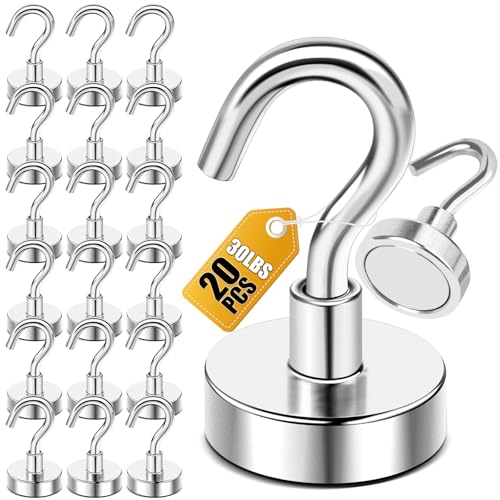 DIYMAG Magnetic Hooks 20pcs 30lbs+ Cruise Essentials 2026 Magnet Hook | Neodymium