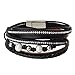 AZORA Leather Wrap Bracelet for Women Multi Rope Cuff Bracelets with Pearl & Rhinestone Handmade Charm Wristband Gift for Teen Girls Lady