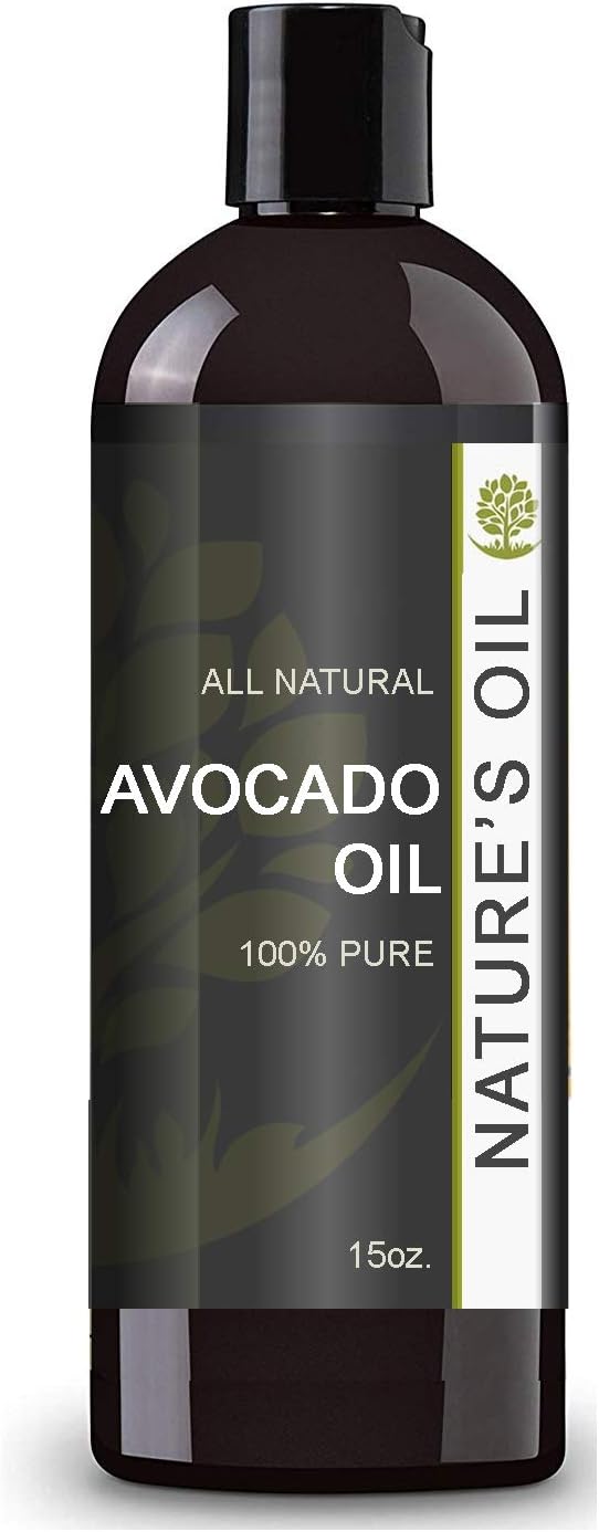 Avocado Oil 15oz - 100% Pure Carrier for Massage, Diluting Essential Oils, Aromatherapy, Hair & Skin Care Benefits, Moisturizer & Softener - by Nature's Oil.