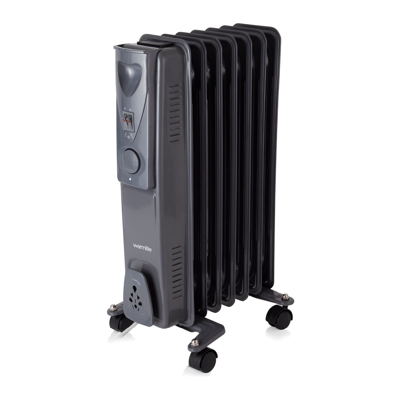 Warmlite 7 Fin Oil Filled Radiator with Adjustable Thermostat and Overheat Protection, 1500W, Dark Titanium, WL43003YDT