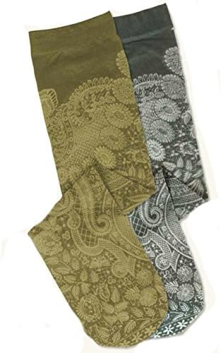 Hopeless Romantic Lace Print Gray Green Knee High Trouser Stockings Socks (2 Pair)