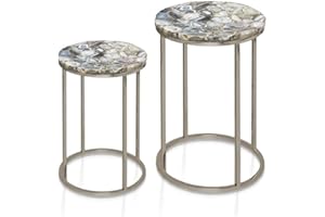 Steve Silver Onyx Nickel Agate Top Nesting Table - Set of 2
