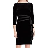 American Living Womens Ruffled Sheath Dress, Black, 16