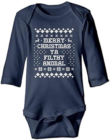 Merry Christmas Ya Filthy Animal Cotton Baby Boy Girl Sleep , Footless, Long Sleeve
