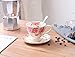 Jusalpha® Fine China Tea Cup and Saucer Set- Coffee Cup Set with Saucer and Spoon,TCS14 (4)