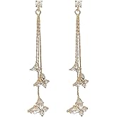 Butterfly Earring for Women Crystal Butterfly Tassel Earrings Long Drop Dangle Earrings Jewelry for Women Sparkle Colorful Zircon Animal Butterflys Pendant Earrings