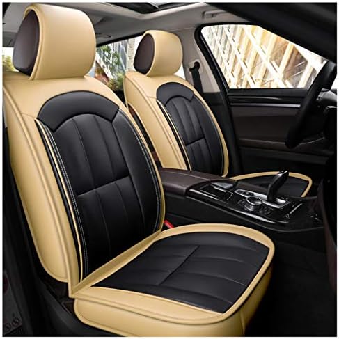 Car Seat Cover, Front & Rear 5 Seat Full Set Universal Leather Four Seasons Pad Compatible Airbag Seat Protectors Watertight. (color : White)