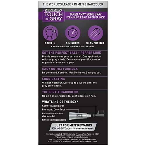 Just For Men Touch Of Gray Comb-In Men's Hair Color, Medium Brown (Pack of 3) - Thumbnail 2