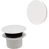 Westbrass A398RK-50 1-1/2" NPSM Coarse Thread Mushroom Tip-Toe Bathtub Drain Stopper with Illusionary Overflow Faceplate, Powder Coat White