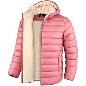 WENTTUO Boys Girls Hooded Winter Coats Sherpa Fleece Lined Puffer Jacket | Water-Resistant & Wind-Resistant Warm Thick Puffer