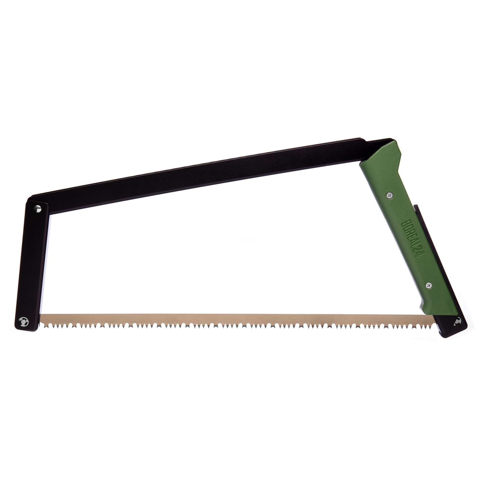 AGAWA - Sierra plegable BOREAL de 24-24 pulgadas con hoja de sierra multiusos - Equipo de campamento para senderismo, pesca, caza, bushcraft y kit de supervivencia (marco negro/mango verde)