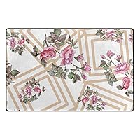 YOLIKA Non-Slip Area Rugs Watercolor Pink Bouquet Peony Flower Floral Print Floor Mat Living Room Bedroom Dinning Kitchen Carpets Doormats