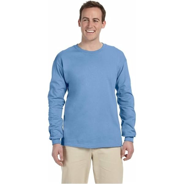 Gildan Men's Ultra Cotton Long Sleeve T-Shirt 2-Pack – Comfy & Durable In Light Pink & Carolina Blue, Size XL
