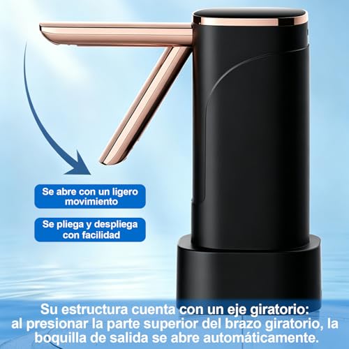 Eynshoo Dispensador de Agua Garrafon Plegable 2 en 1 Bomba Electrica | Despachador Automatico USB Recargable con Pantalla LED. Ideal para Mesa y Cubeta